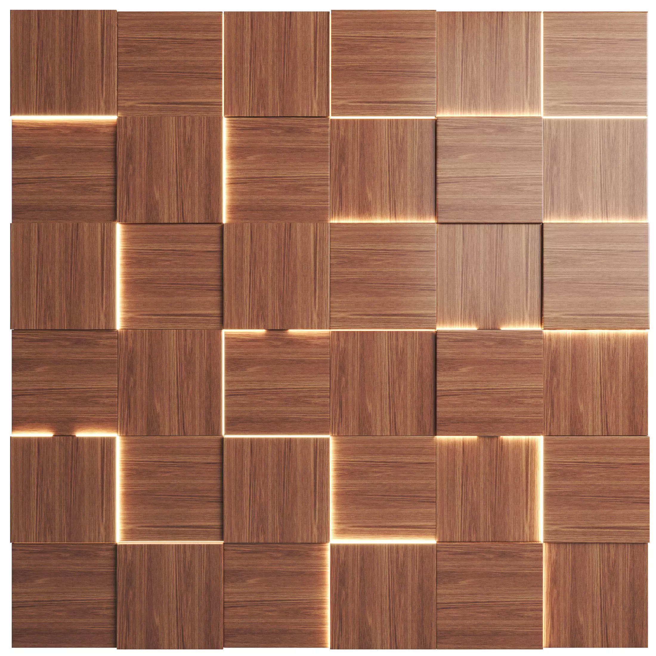 Wooden 3d wall panels with led light 3D model_0