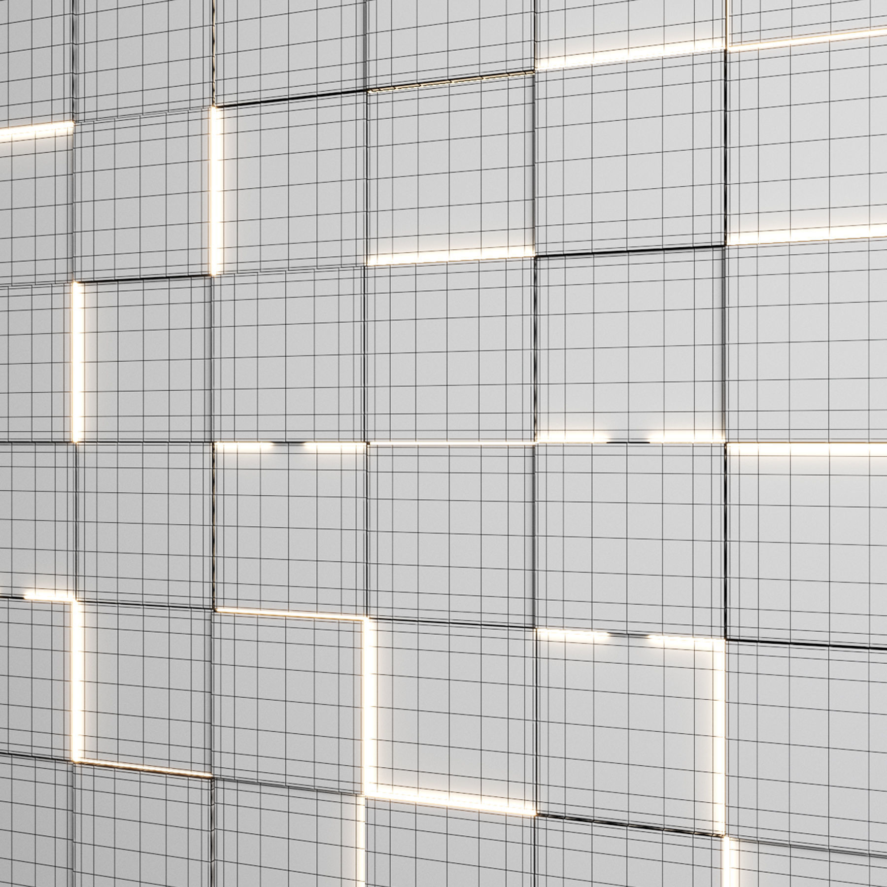 Wooden 3d wall panels with led light 3D model_1