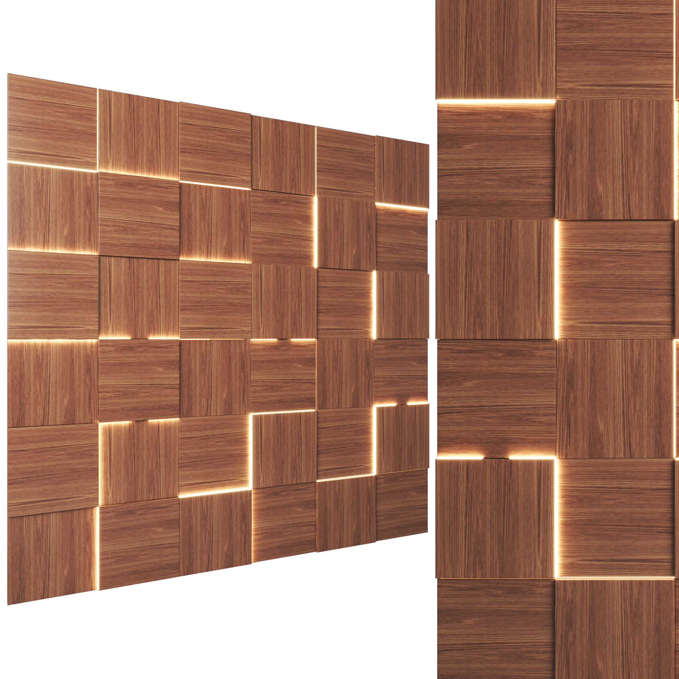 Wooden 3d wall panels with led light 3D model_5