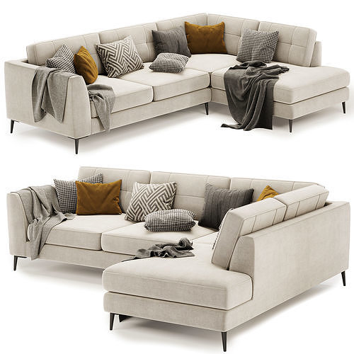 London Large Standard Back Corner Sofa 3D model 2