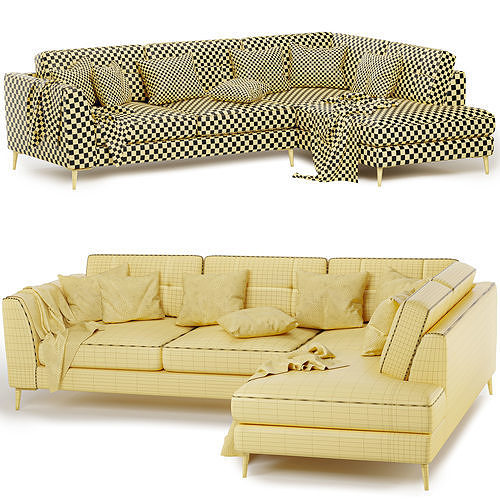 London Large Standard Back Corner Sofa 3D model 5
