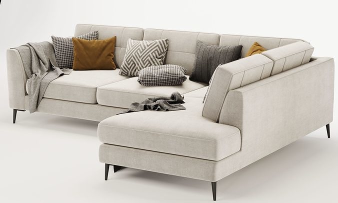 London Large Standard Back Corner Sofa 3D model 4