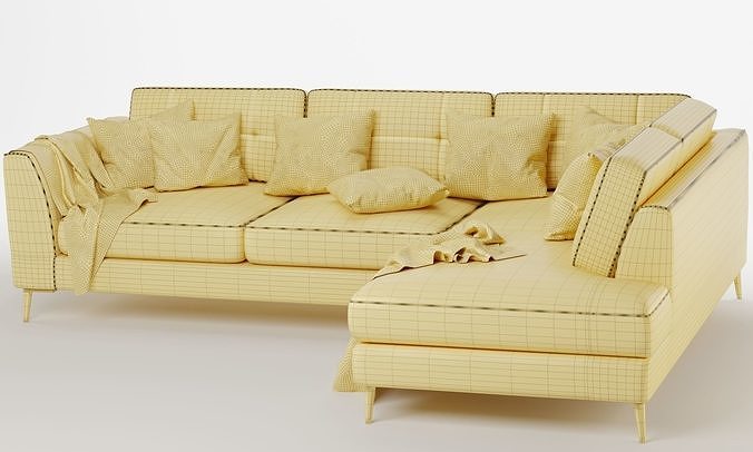 London Large Standard Back Corner Sofa 3D model 7