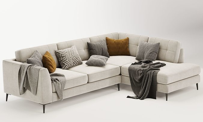 London Large Standard Back Corner Sofa 3D model 3