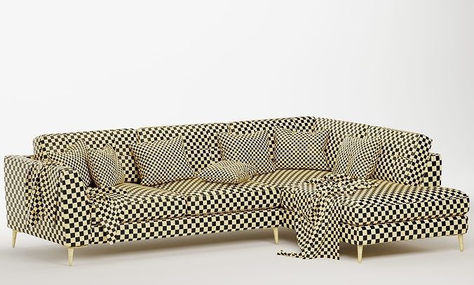 London Large Standard Back Corner Sofa 3D model 6