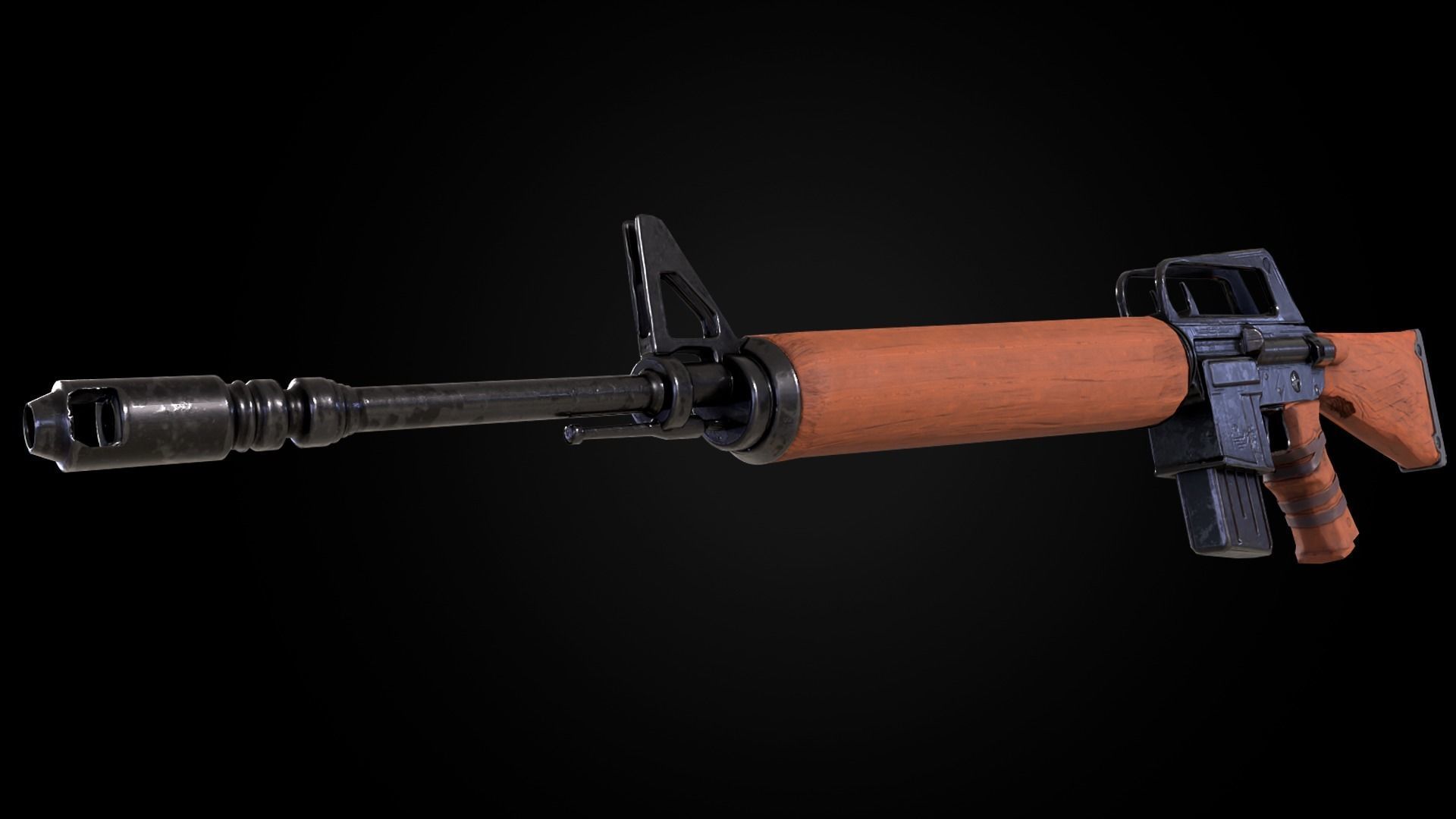 rifle two ar - rifles Low-poly 3D model_3