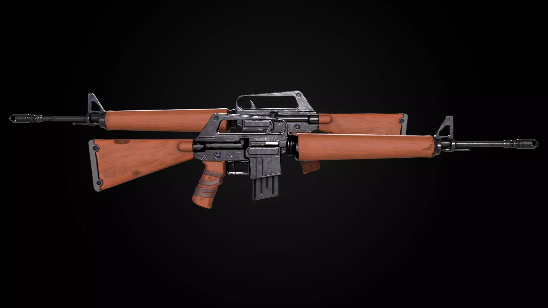 rifle two ar - rifles Low-poly 3D model_0