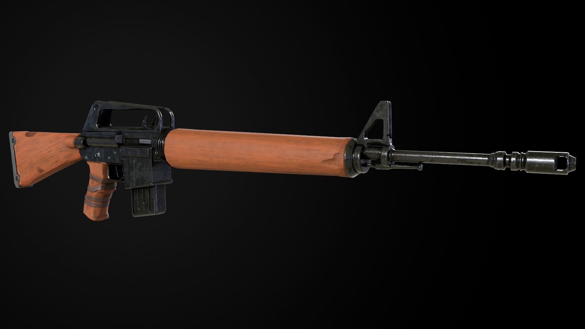 rifle two ar - rifles Low-poly 3D model_8