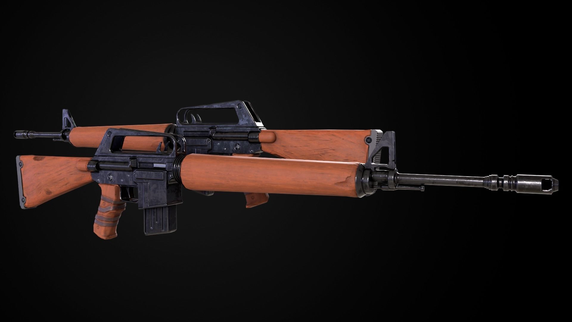 rifle two ar - rifles Low-poly 3D model_5