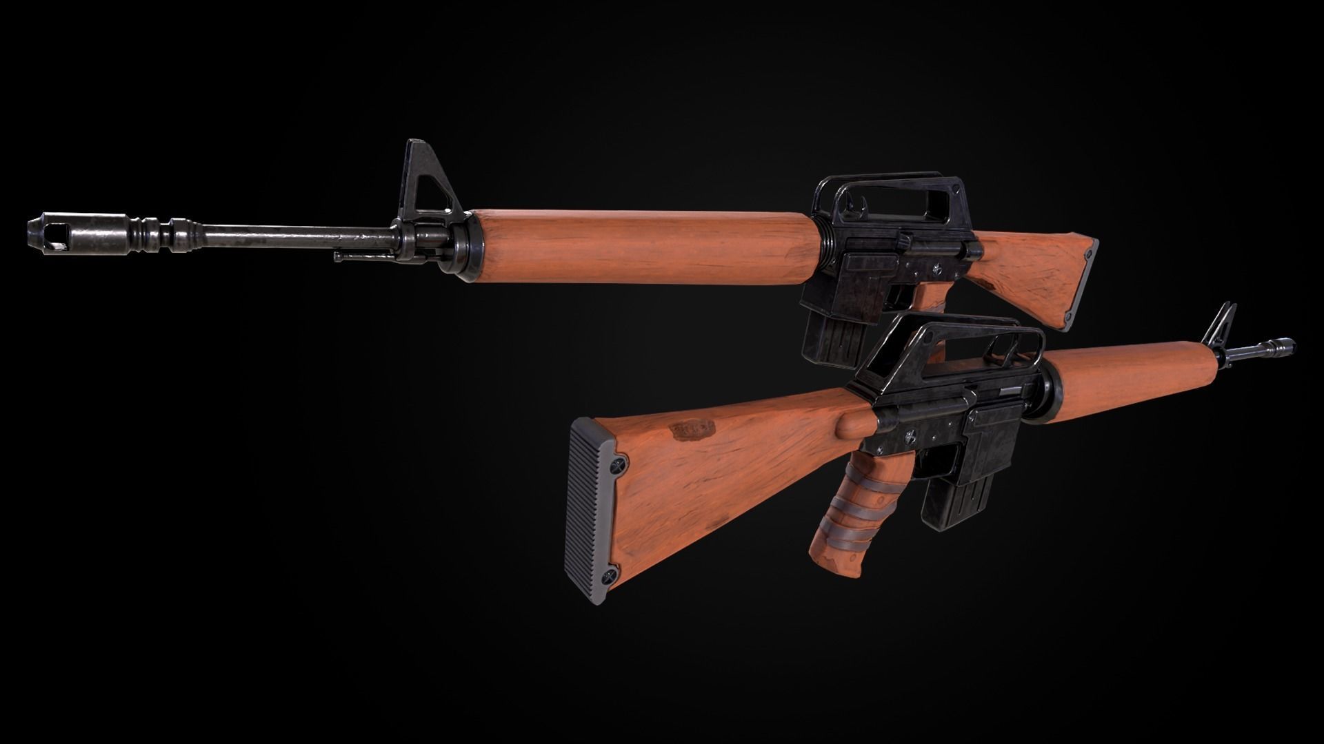 rifle two ar - rifles Low-poly 3D model_2