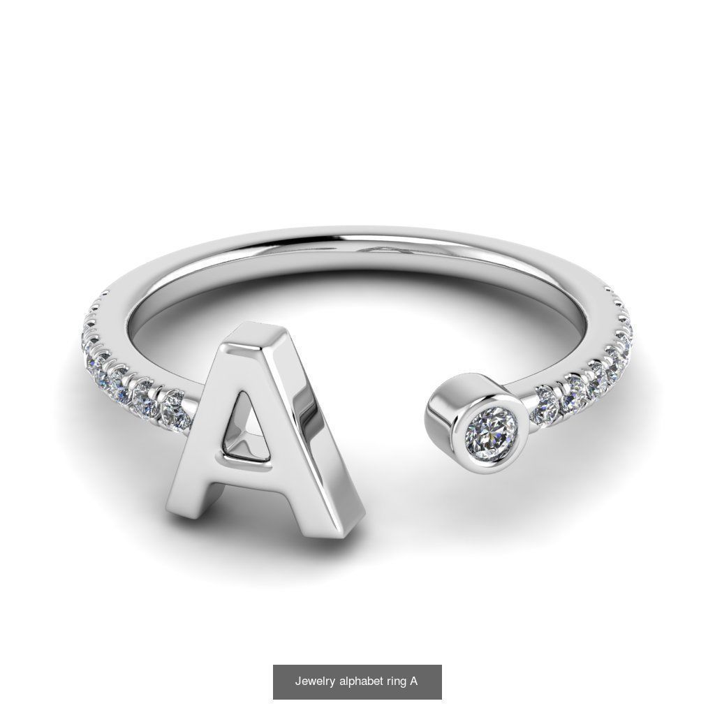 Alphabet Jewelry Rings 3D Model Collection_7