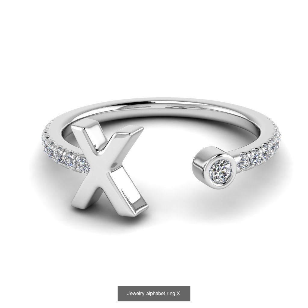 Alphabet Jewelry Rings 3D Model Collection_30