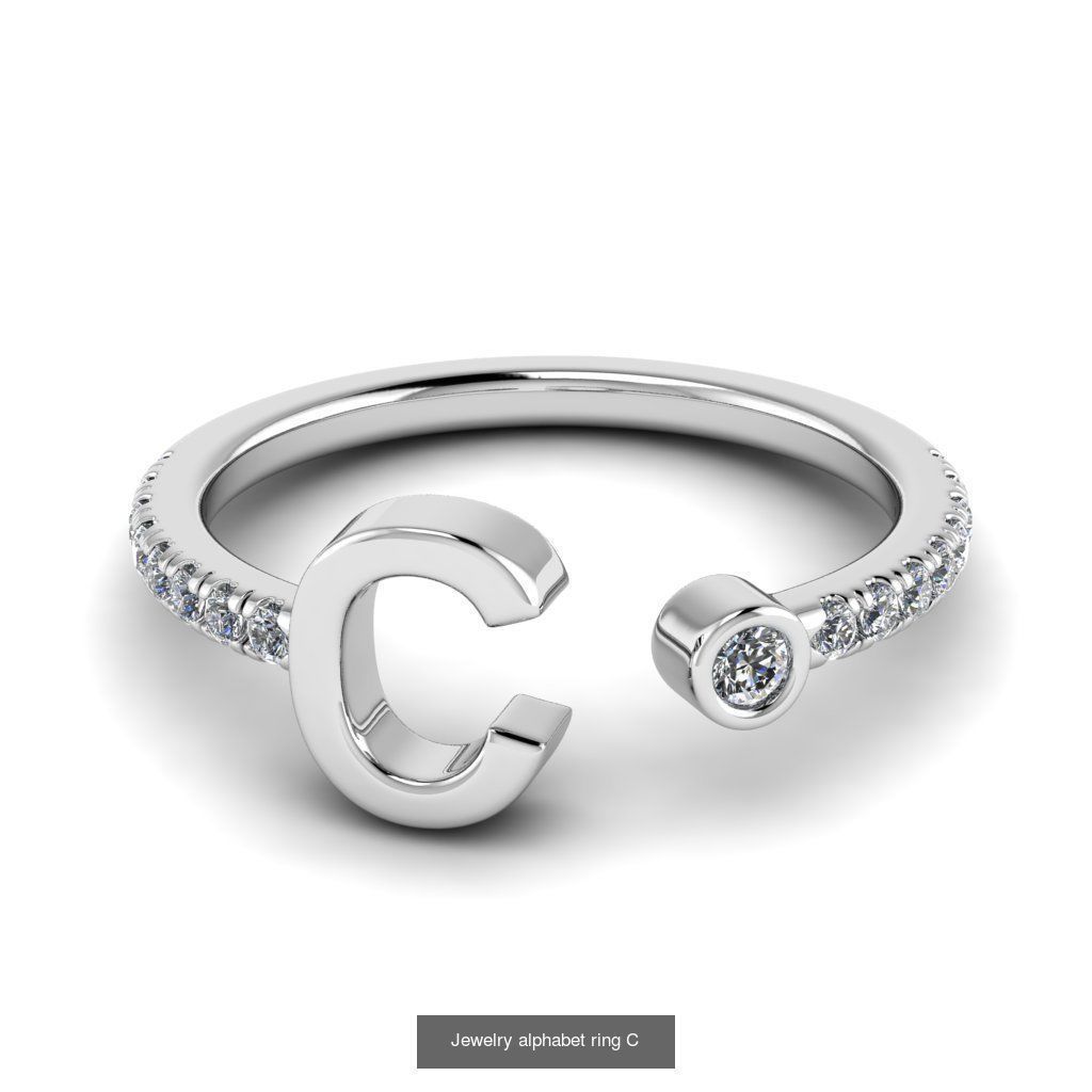 Alphabet Jewelry Rings 3D Model Collection_9
