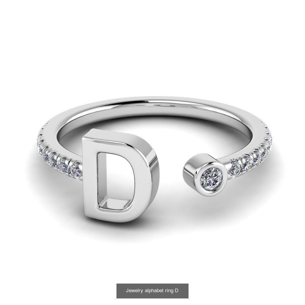 Alphabet Jewelry Rings 3D Model Collection_10