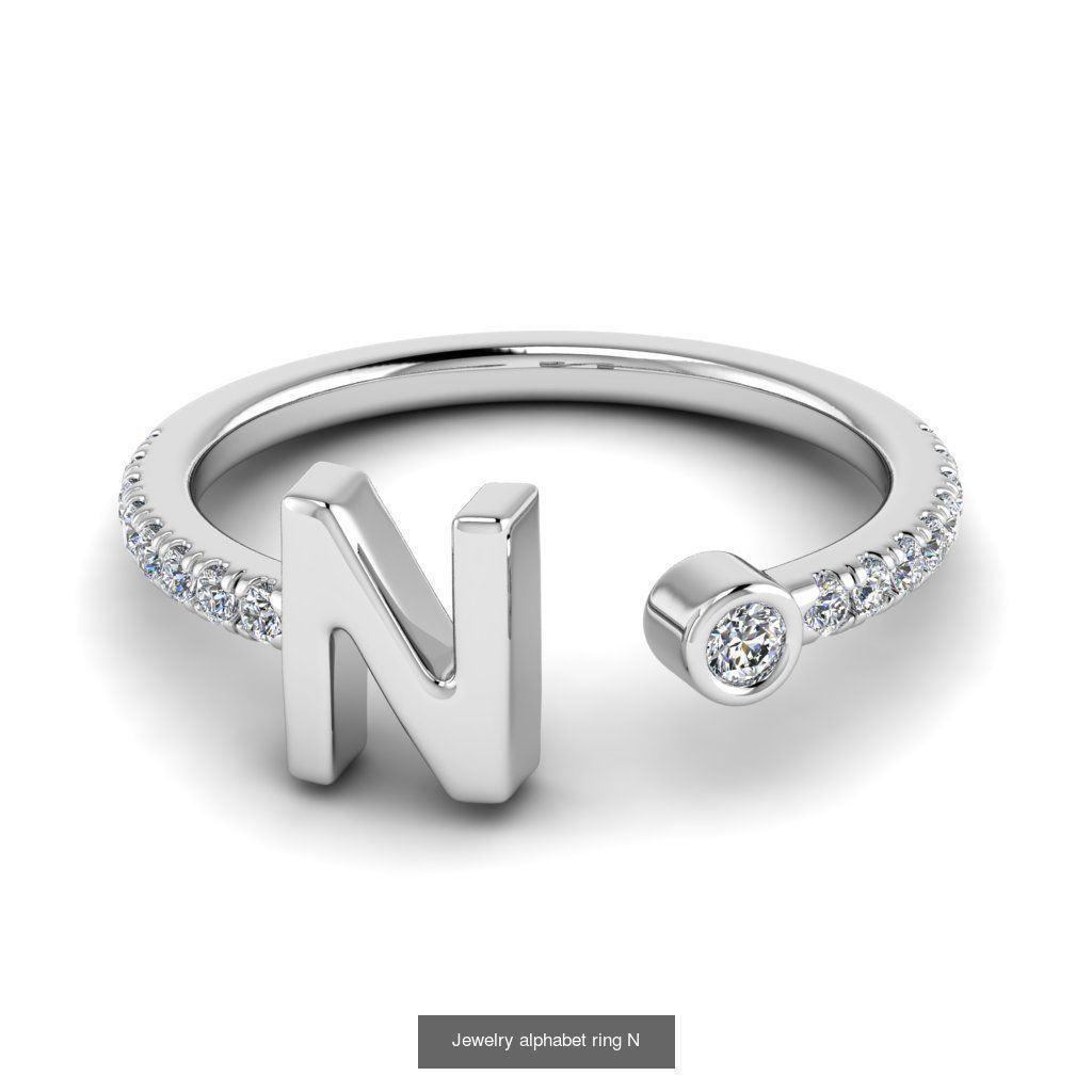 Alphabet Jewelry Rings 3D Model Collection_20