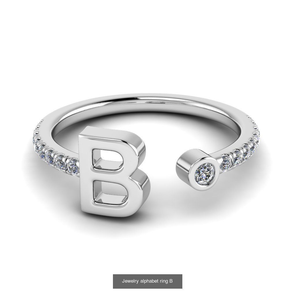 Alphabet Jewelry Rings 3D Model Collection_8
