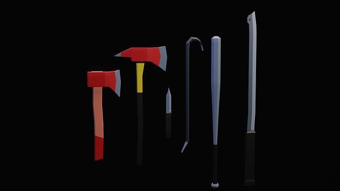 melee low poly weapon pack Low-poly 3D model
