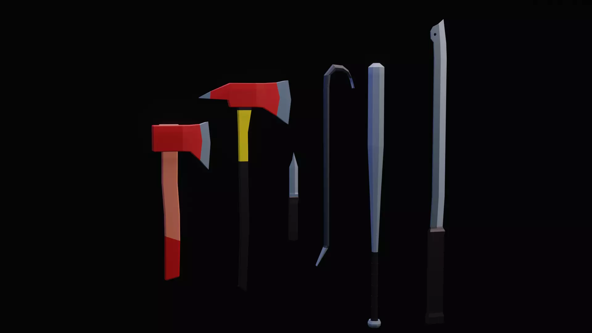 melee low poly weapon pack Low-poly 3D model_0