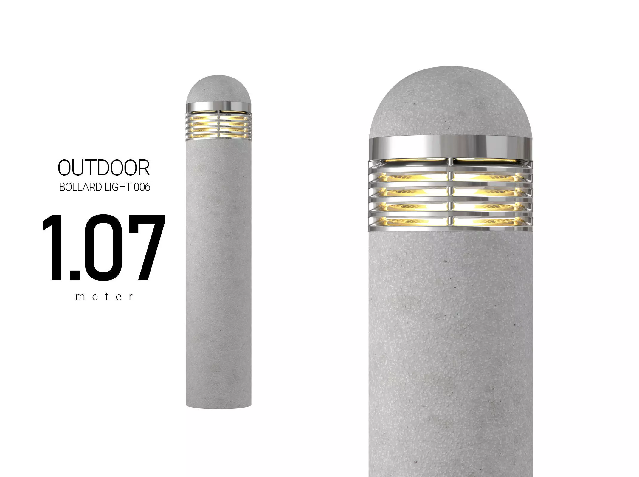 Outdoor Concrete Bollard Light 3D model_0