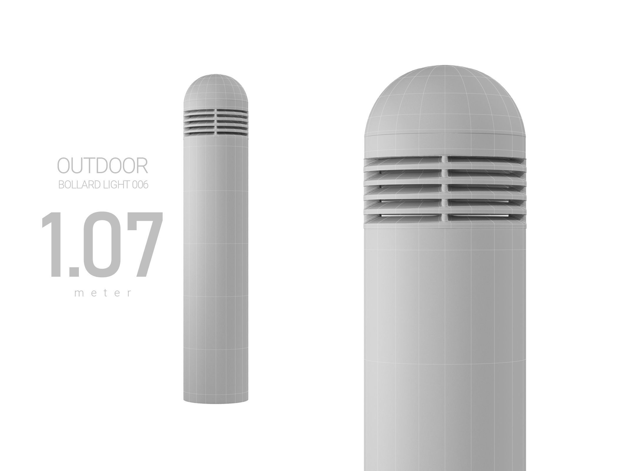 Outdoor Concrete Bollard Light 3D model_1