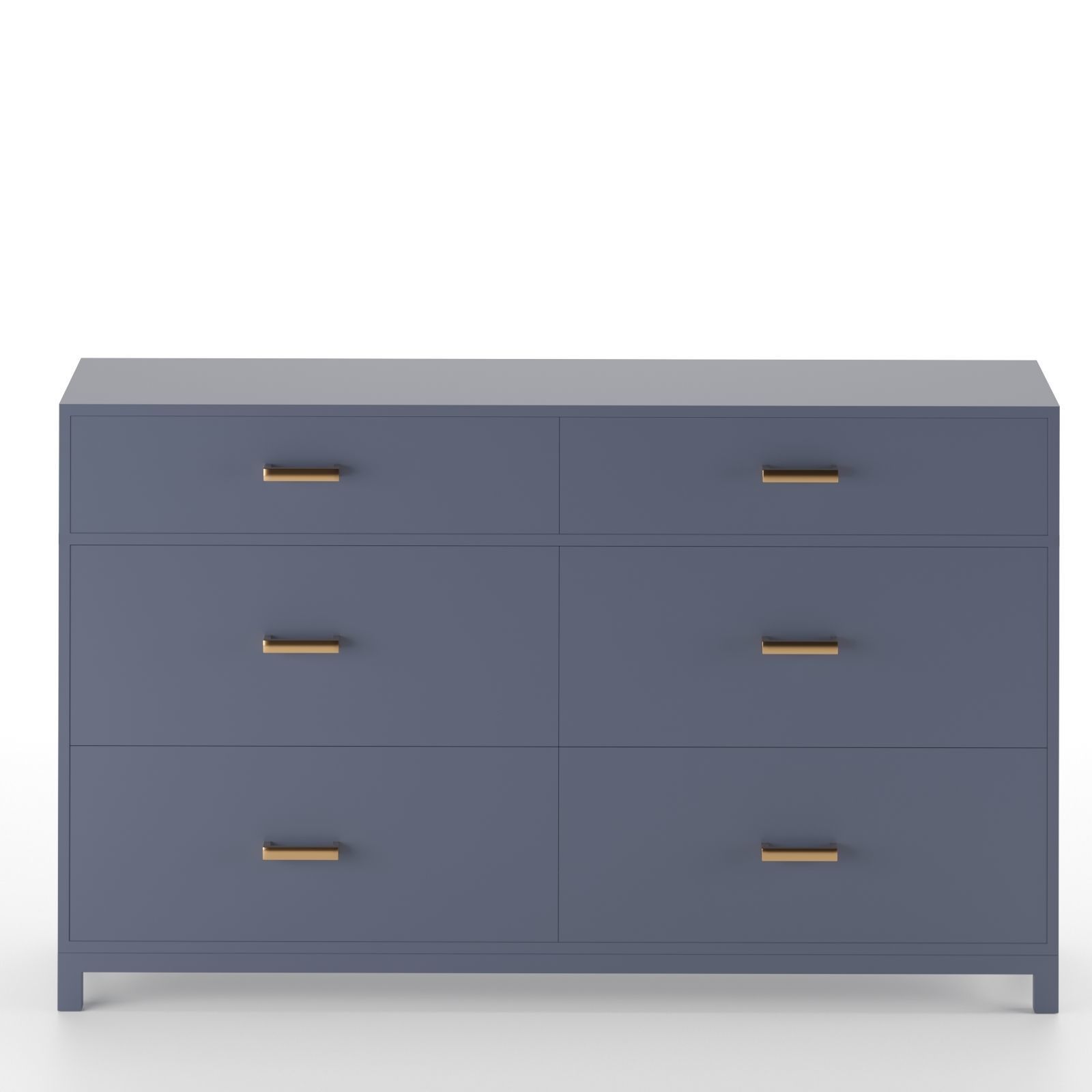Parke navy blue wood 6 drawer kids dresser 3D model_1