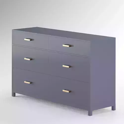 Parke navy blue wood 6 drawer kids dresser 3D model