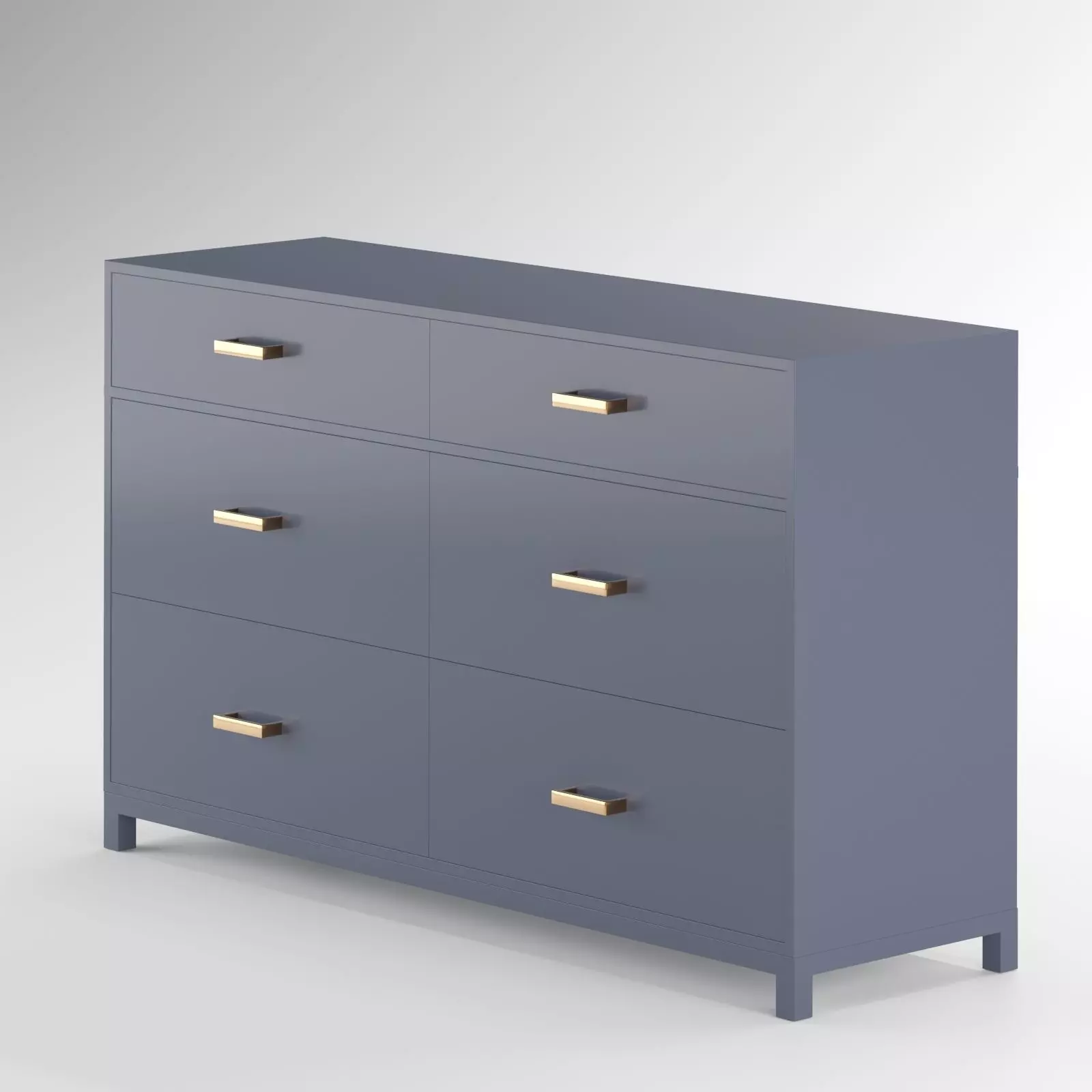 Parke navy blue wood 6 drawer kids dresser 3D model_0