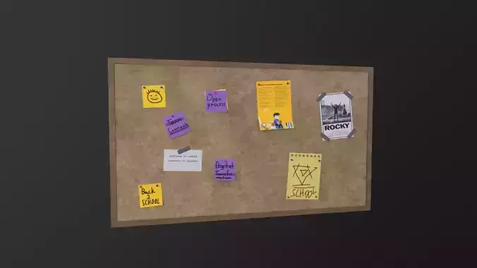 Bulletin Board 3D Model Low-poly 3D model