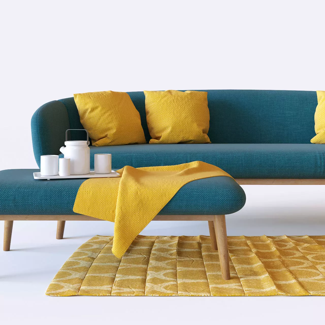 Sofa and armchair 3D model_0