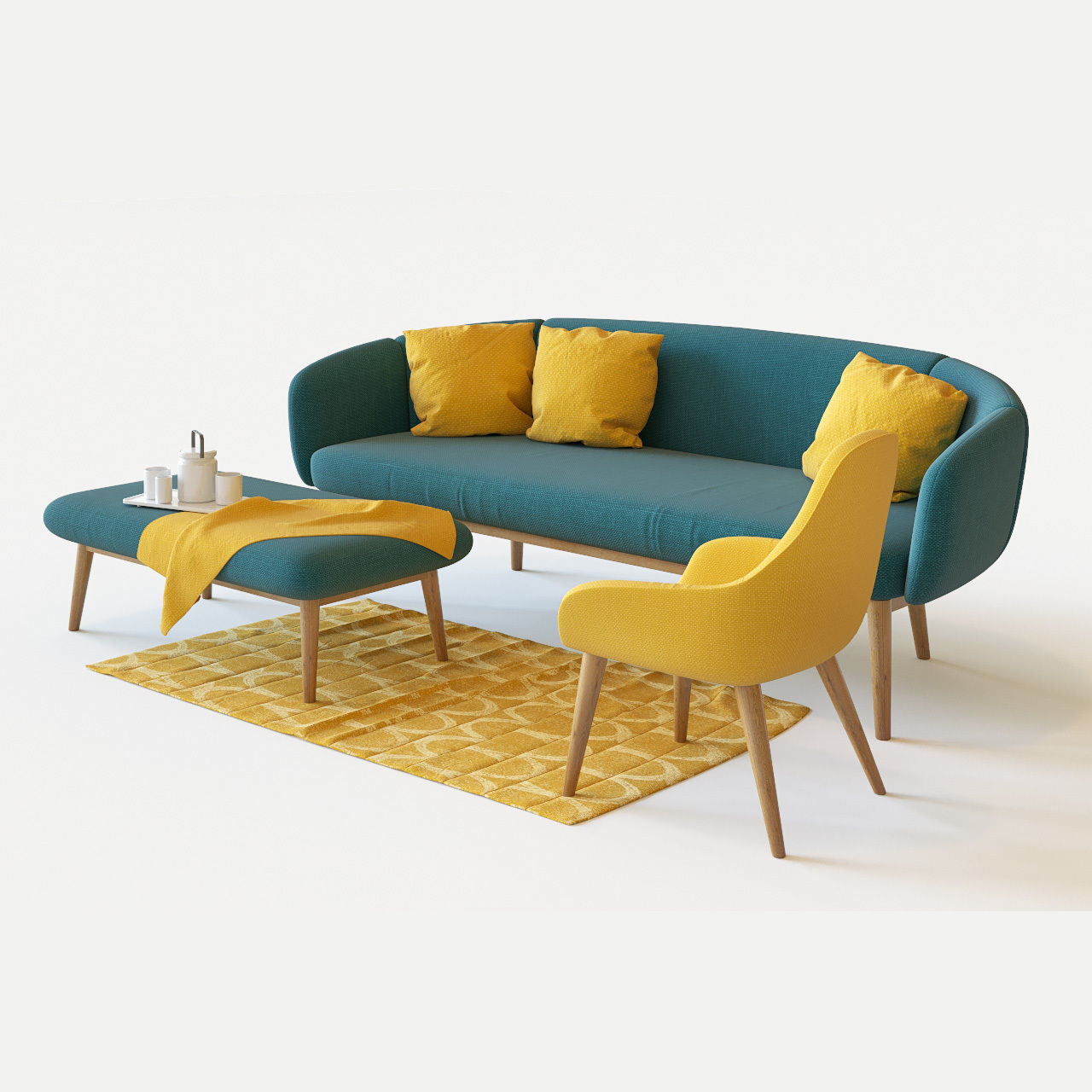 Sofa and armchair 3D model_5