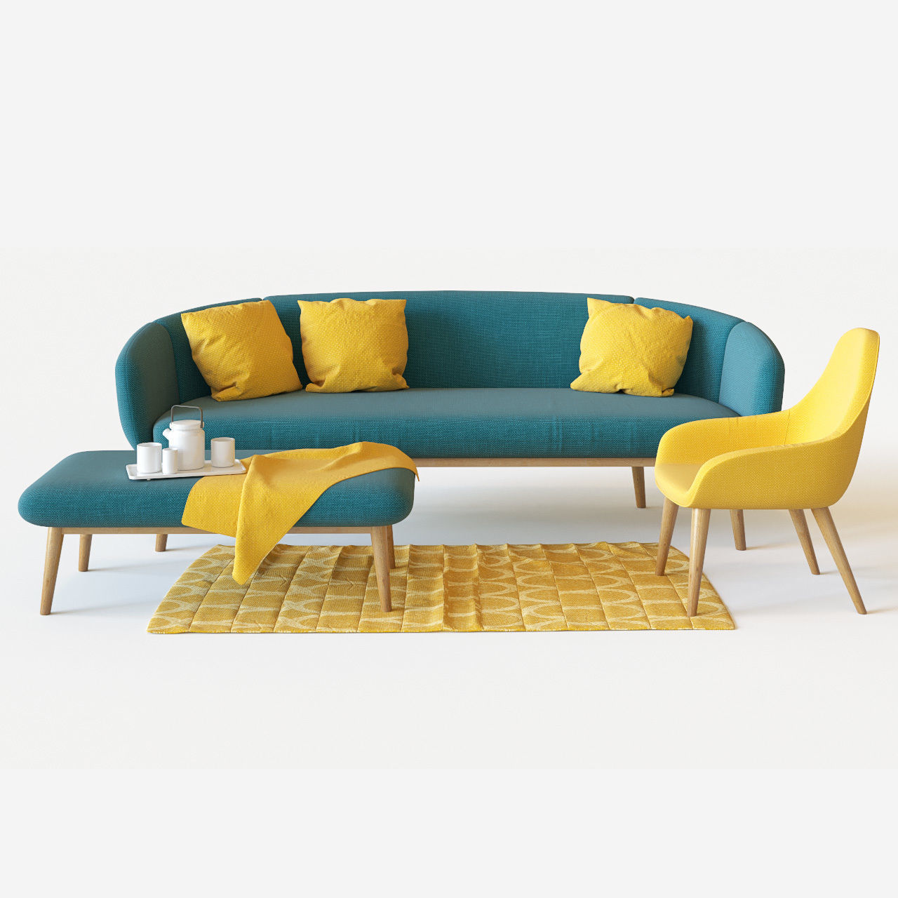 Sofa and armchair 3D model_4