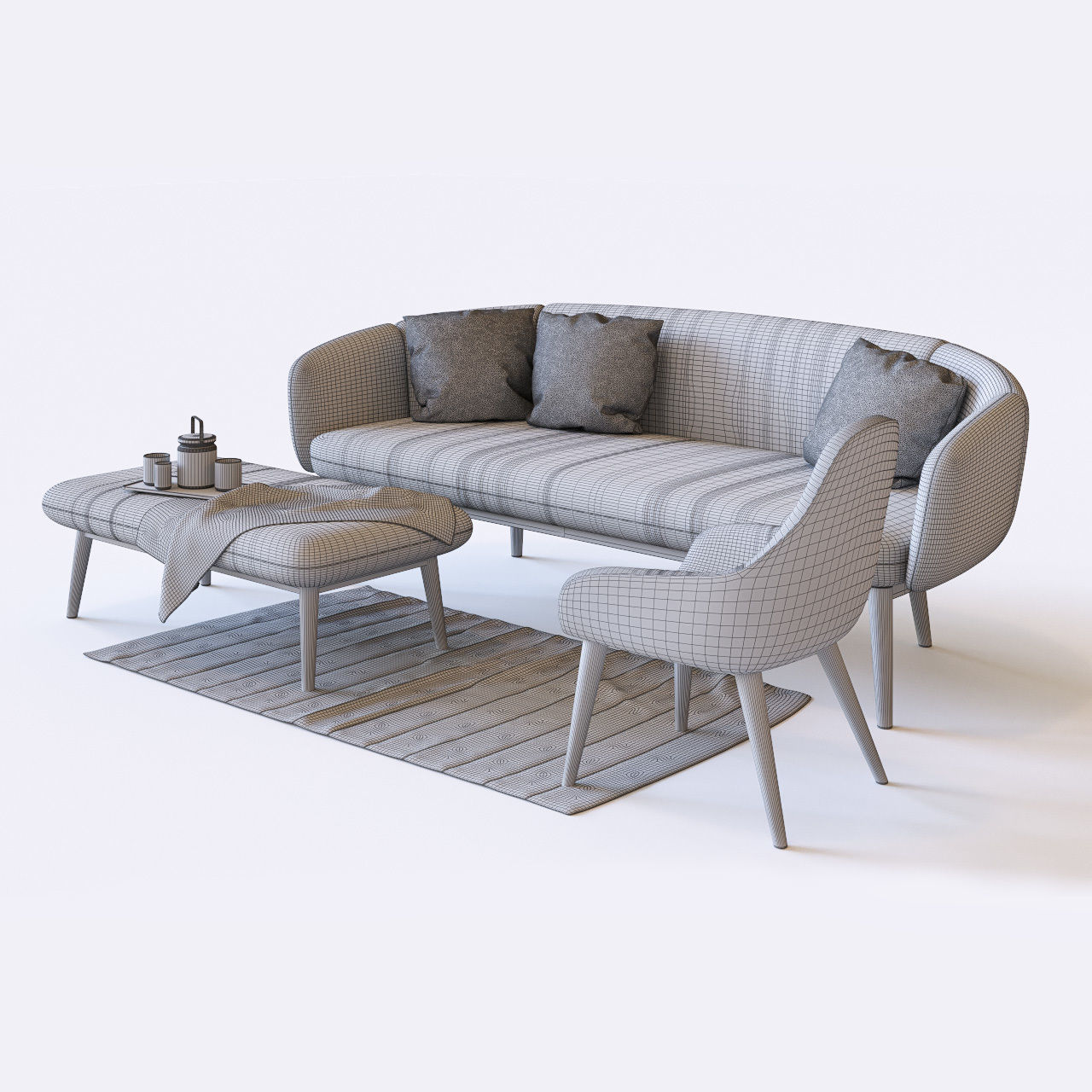 Sofa and armchair 3D model_7