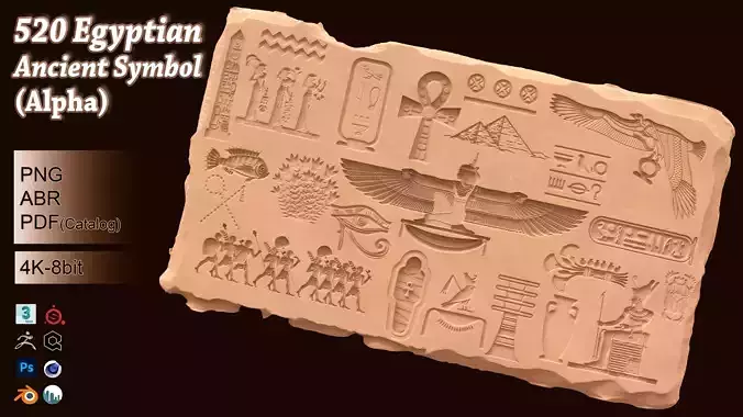 520 Egyptian Ancient symbol Alpha and photoshop brush 3D model