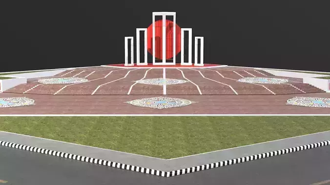Shaeed Minar - Bangladesh  Low-poly 3D model