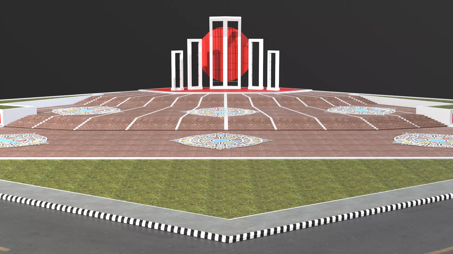 Shaeed Minar - Bangladesh  Low-poly 3D model_0