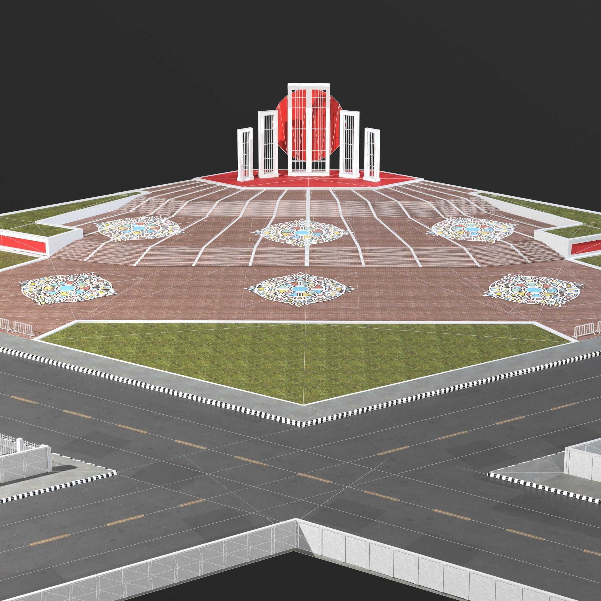 Shaeed Minar - Bangladesh  Low-poly 3D model_3