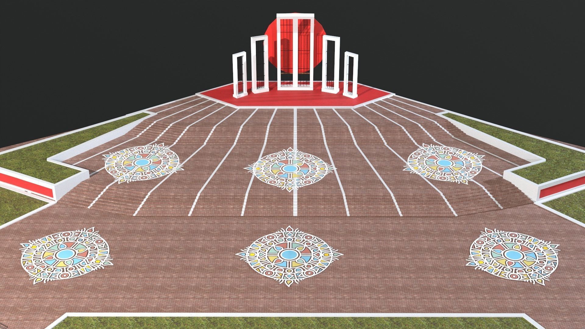 Shaeed Minar - Bangladesh  Low-poly 3D model_4