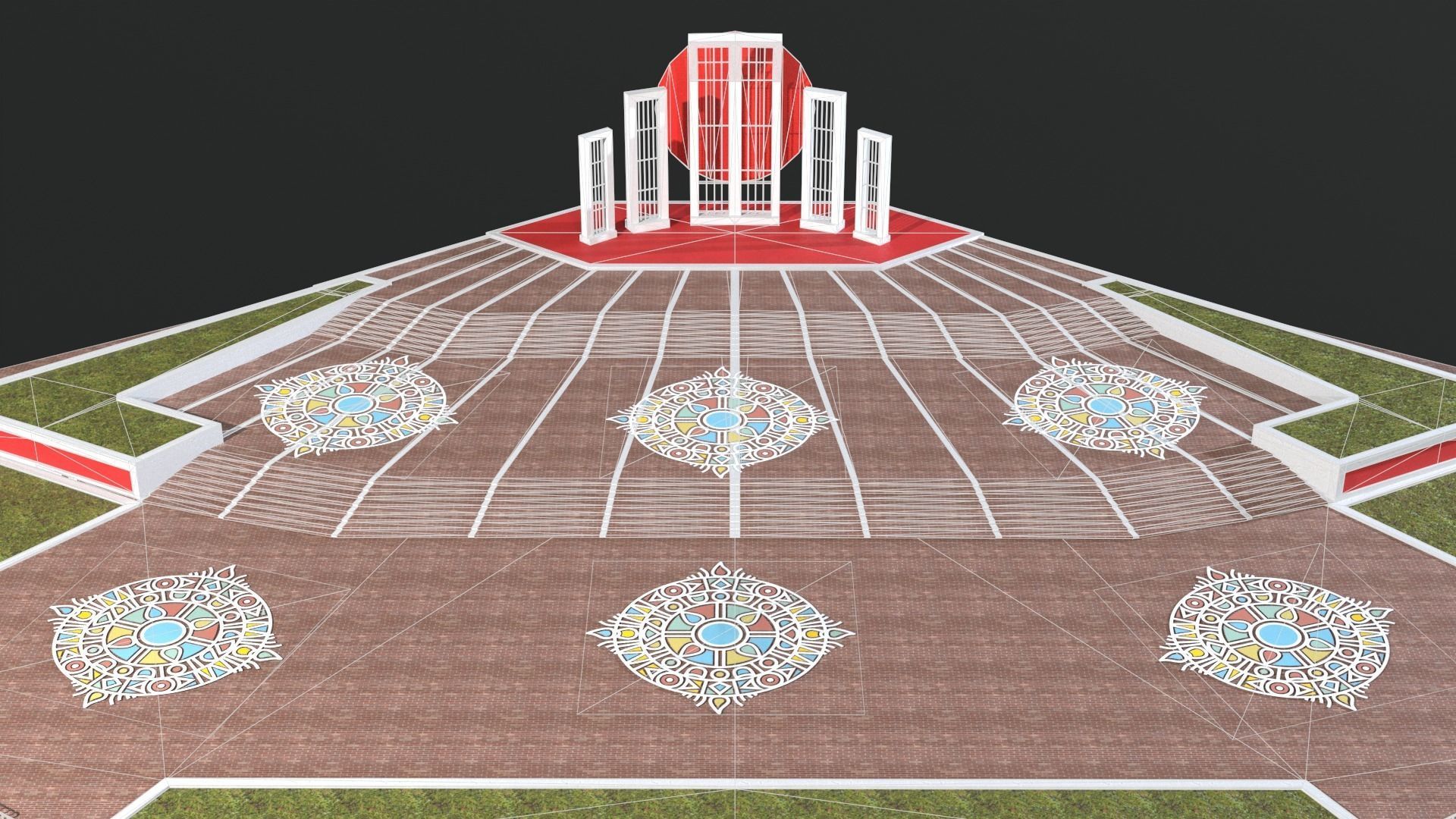 Shaeed Minar - Bangladesh  Low-poly 3D model_5