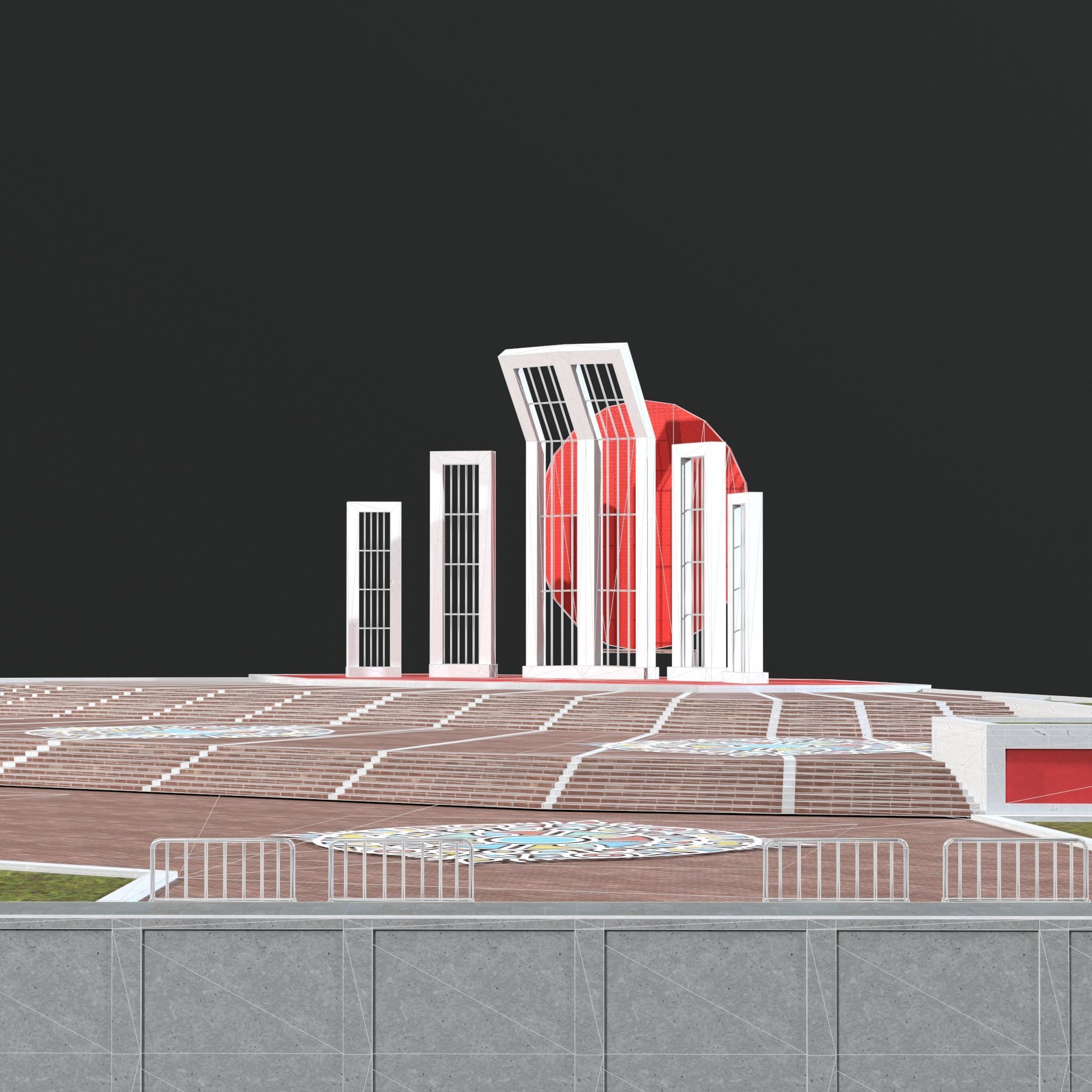 Shaeed Minar - Bangladesh  Low-poly 3D model_10