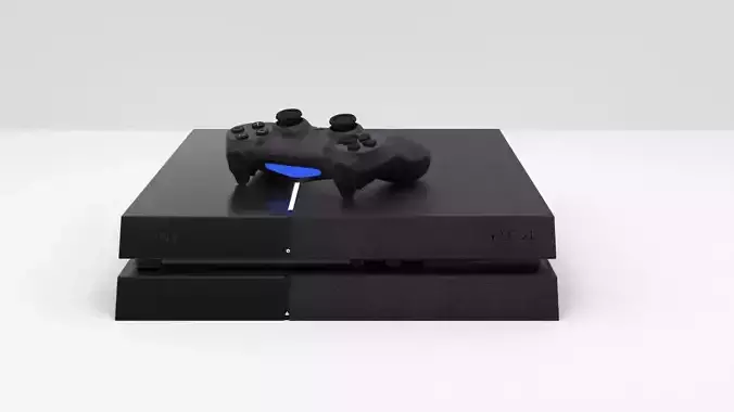 Playstation 4 console with controller on top