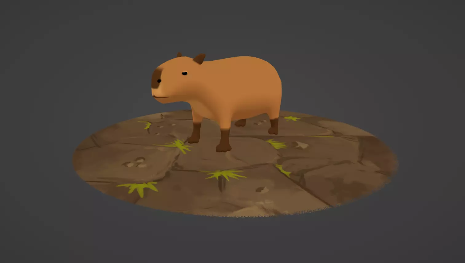 Capybara Cartoon Low-poly 3D Model Low-poly 3D model_0