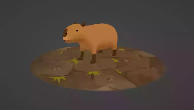 Capybara Cartoon Low-poly 3D Model Low-poly 3D model