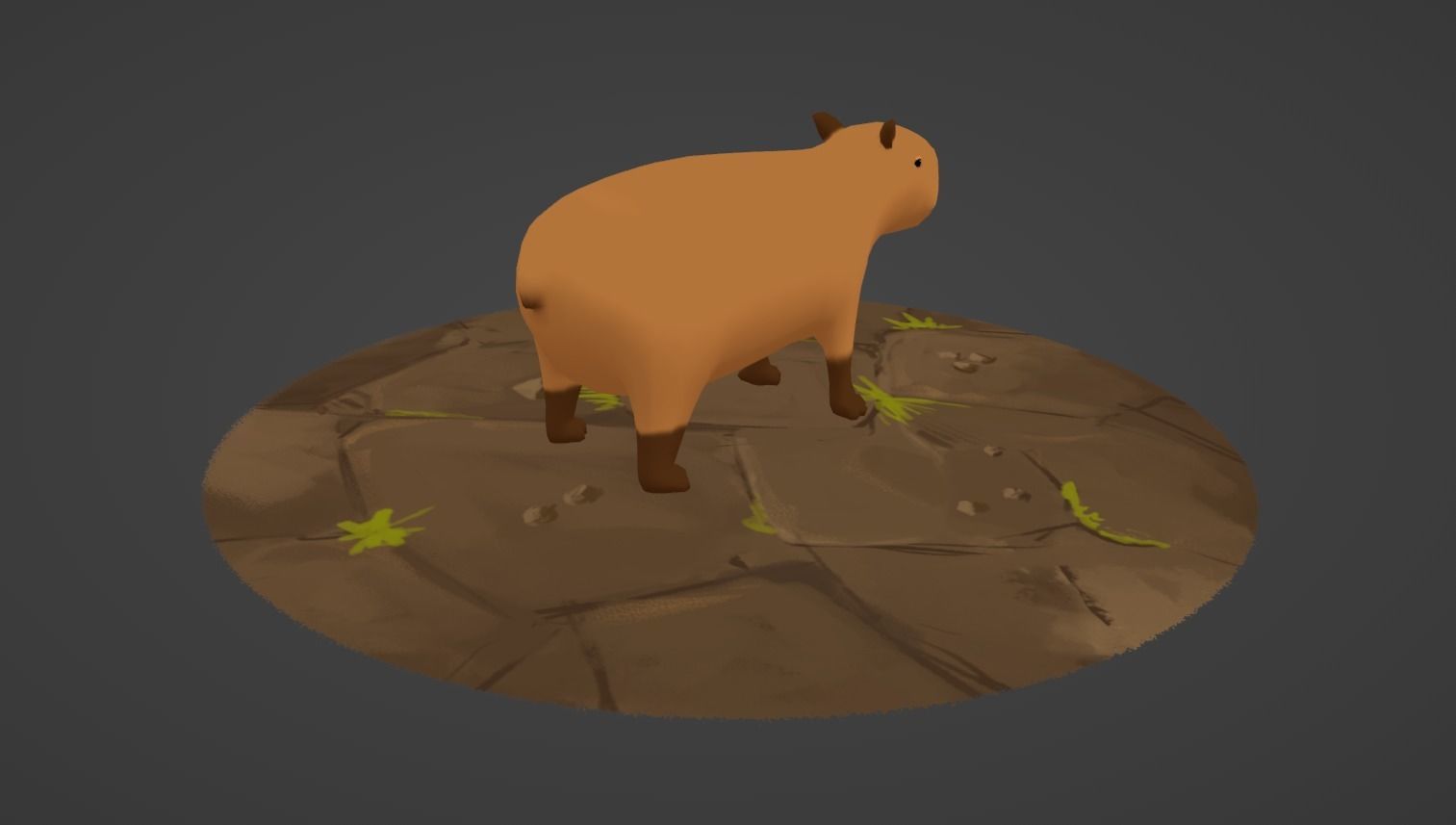 Capybara Cartoon Low-poly 3D Model Low-poly 3D model_2