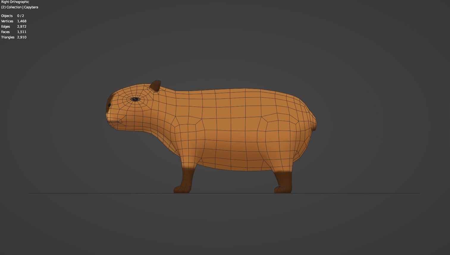 Capybara Cartoon Low-poly 3D Model Low-poly 3D model_5