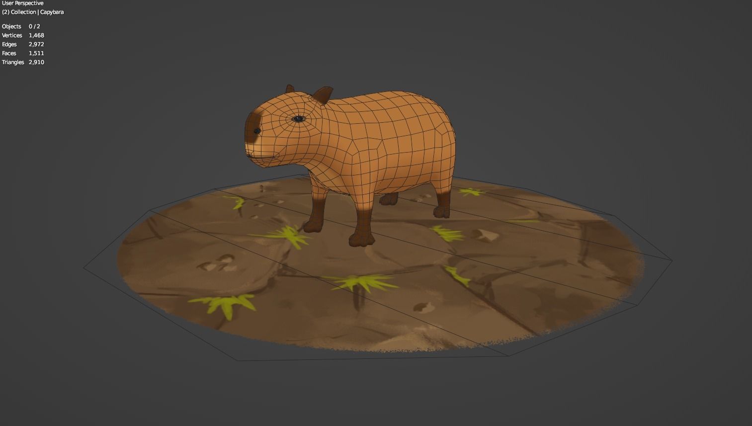 Capybara Cartoon Low-poly 3D Model Low-poly 3D model_1