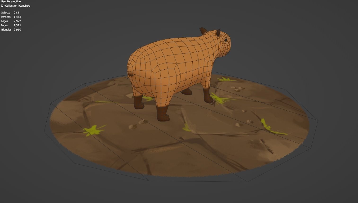 Capybara Cartoon Low-poly 3D Model Low-poly 3D model_3