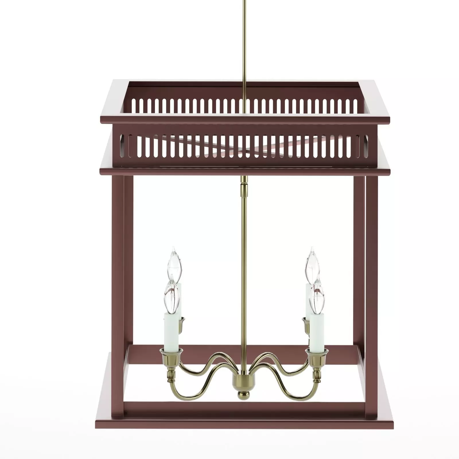 JS-2X pendant light with three lights hanging from wooden frame 3D model