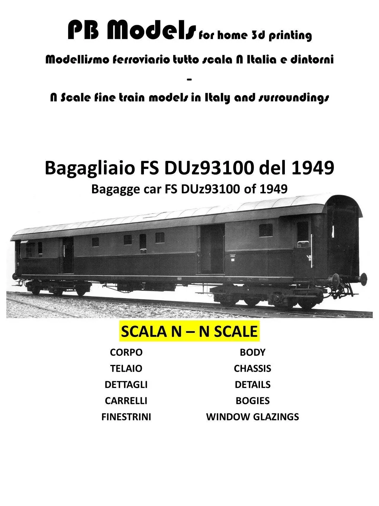 N Scale - Carrozza FS tipo 46 - bagagliaio 3D print model