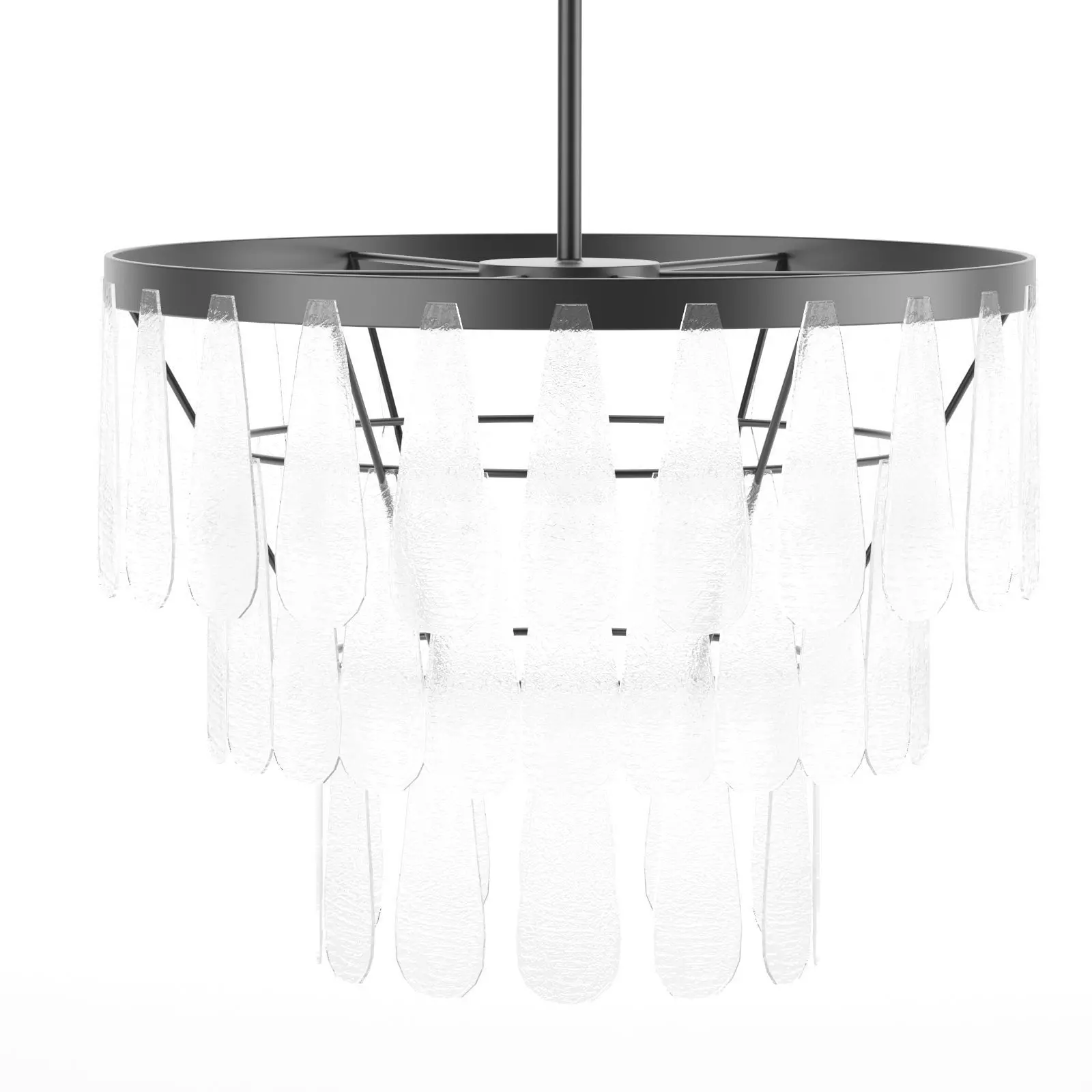 Mable Textured Glass Round Chandelier 3D model_0
