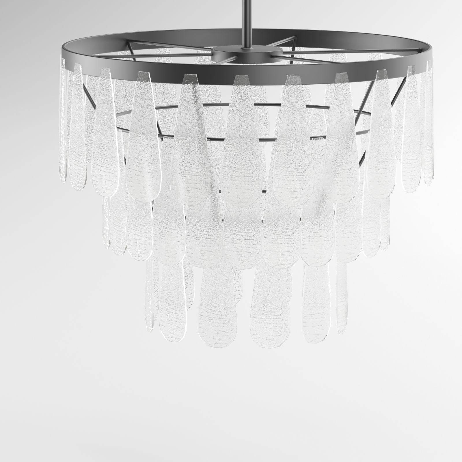 Mable Textured Glass Round Chandelier 3D model_1